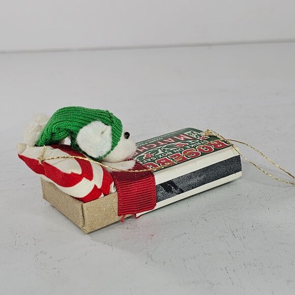 Vintage Rosebud Mouse in a Matchbox Christmas Ornament Match Box - Picture 4 of 9